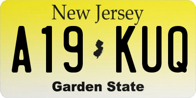 NJ license plate A19KUQ