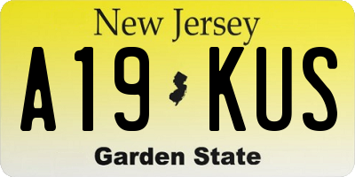 NJ license plate A19KUS