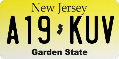 NJ license plate A19KUV