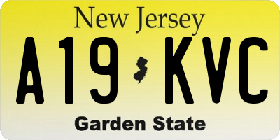 NJ license plate A19KVC