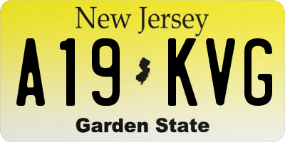 NJ license plate A19KVG