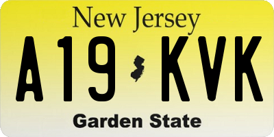 NJ license plate A19KVK