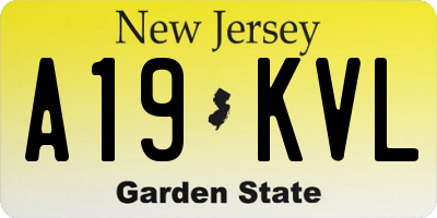 NJ license plate A19KVL