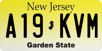NJ license plate A19KVM