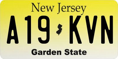 NJ license plate A19KVN