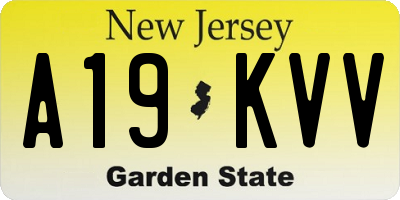 NJ license plate A19KVV