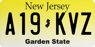 NJ license plate A19KVZ