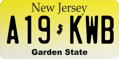 NJ license plate A19KWB