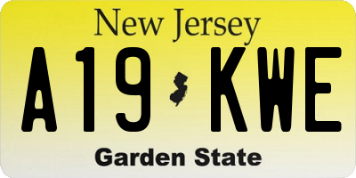 NJ license plate A19KWE