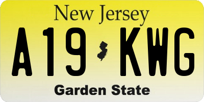 NJ license plate A19KWG