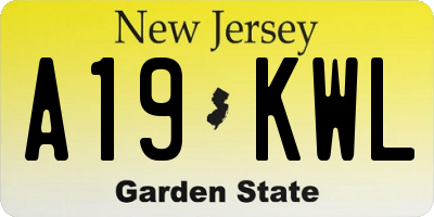 NJ license plate A19KWL