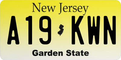NJ license plate A19KWN