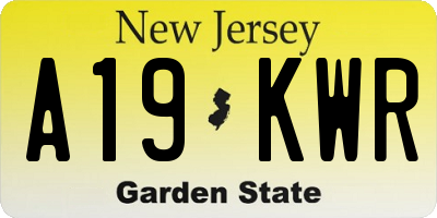 NJ license plate A19KWR