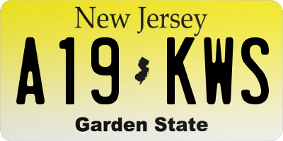 NJ license plate A19KWS