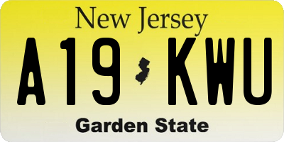 NJ license plate A19KWU