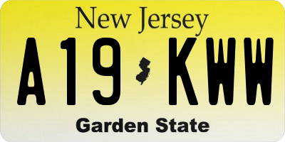 NJ license plate A19KWW