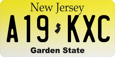 NJ license plate A19KXC