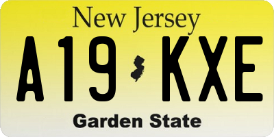 NJ license plate A19KXE