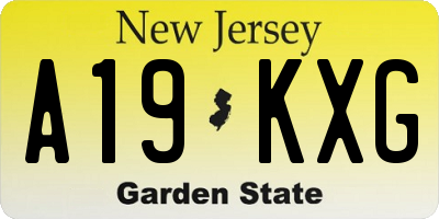 NJ license plate A19KXG