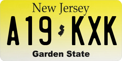 NJ license plate A19KXK