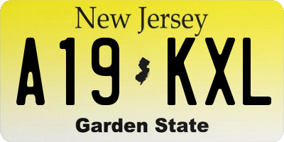 NJ license plate A19KXL