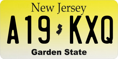 NJ license plate A19KXQ