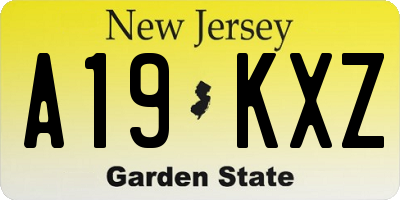 NJ license plate A19KXZ