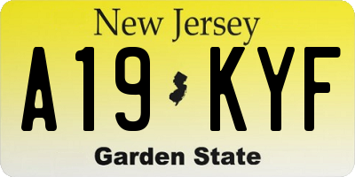 NJ license plate A19KYF