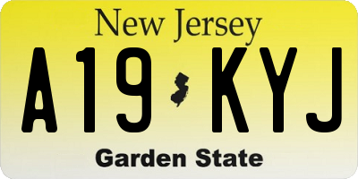 NJ license plate A19KYJ