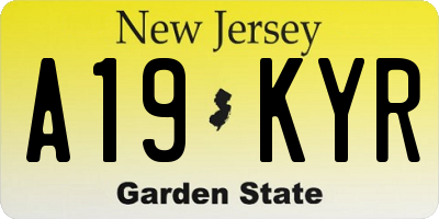 NJ license plate A19KYR