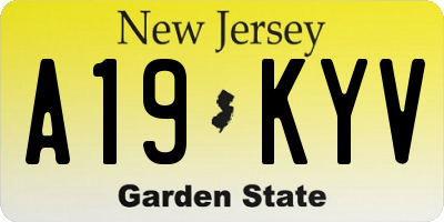 NJ license plate A19KYV
