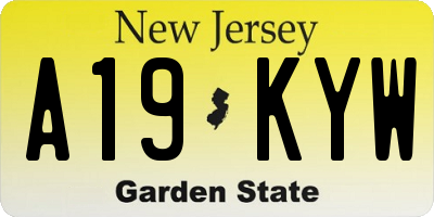 NJ license plate A19KYW