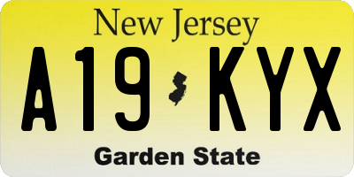 NJ license plate A19KYX