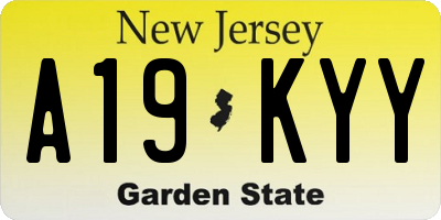 NJ license plate A19KYY