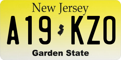 NJ license plate A19KZO