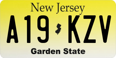 NJ license plate A19KZV