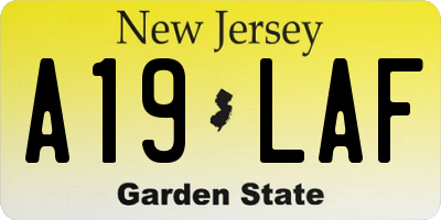 NJ license plate A19LAF