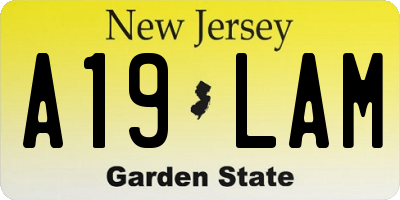 NJ license plate A19LAM