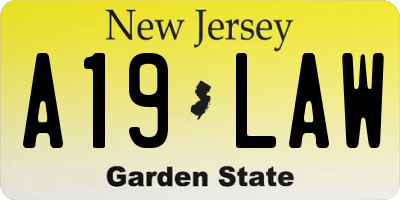 NJ license plate A19LAW