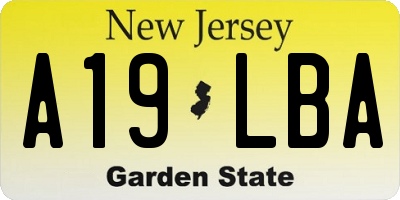 NJ license plate A19LBA