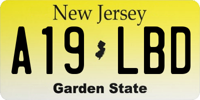 NJ license plate A19LBD