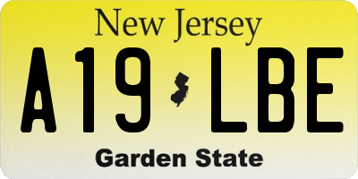 NJ license plate A19LBE