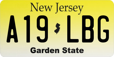 NJ license plate A19LBG