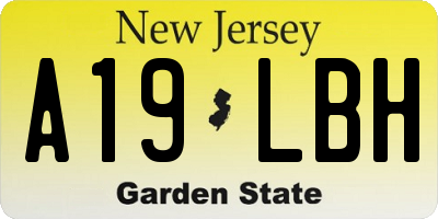 NJ license plate A19LBH