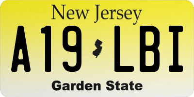 NJ license plate A19LBI