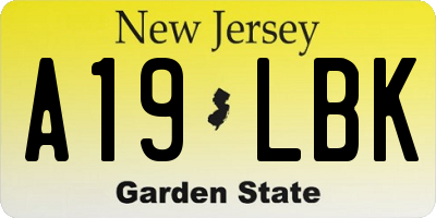 NJ license plate A19LBK
