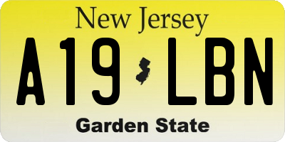 NJ license plate A19LBN