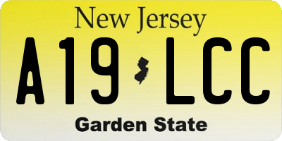 NJ license plate A19LCC