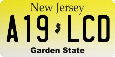 NJ license plate A19LCD