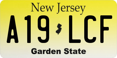 NJ license plate A19LCF